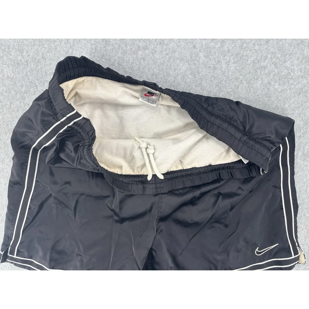 Nike Vintage Black Lined Nylon Running Shorts‎ Men's Large Embroidered Logo